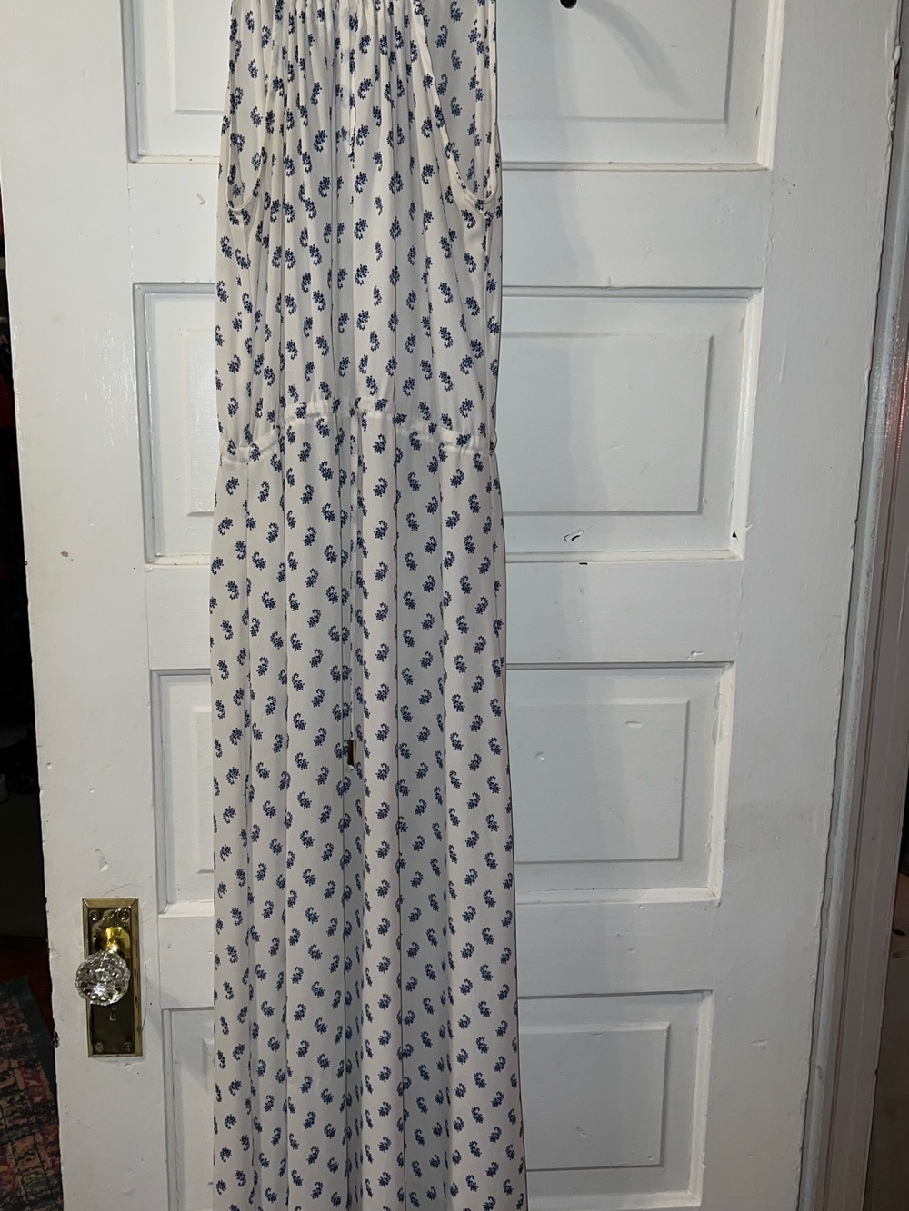 Veronica M White maxi dress with Blue paisley Print